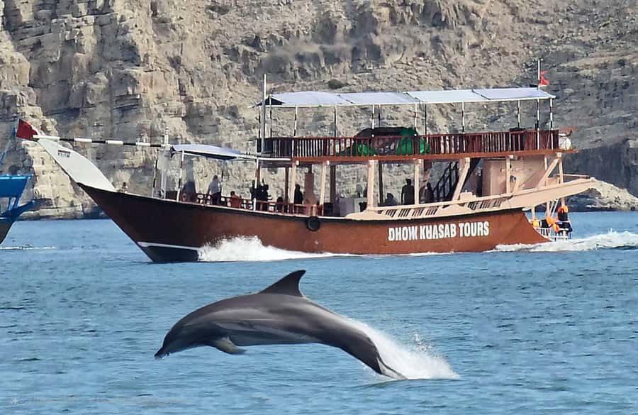 Khasab: Half-Day Dhow Cruise, Dolphin Watching, & Snorkeling - The boat cruise block, what you’ll do in the first hour