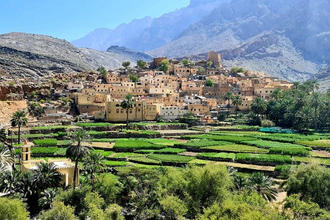 Nakhal Fort-Nakhal Hotspring-Wadi Bani Awf-Bilad Sayt - Private Full Day Tour - Nakhal Fort: Village Views and Fort Tactics in Stone